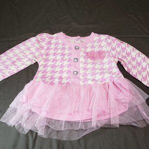Blouse Long Sleeve Lace 18 Month Buster Brown Pink Abstract Pattern Sequin Heart
